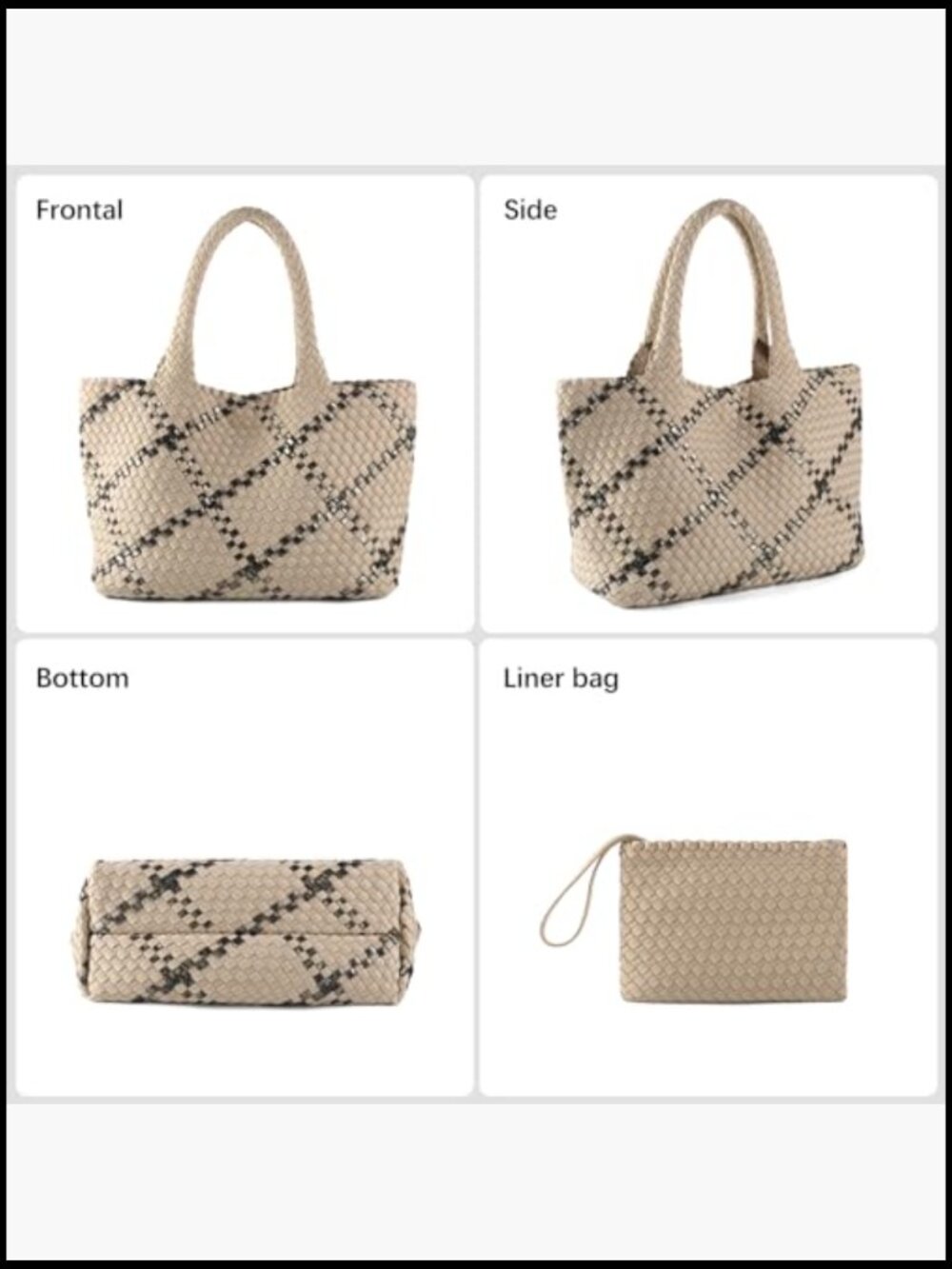 Large Neoprene Woven Tote Bag Handmade Hobo Shoulder Retro Vintage Summer Beach - Picture 3 of 6